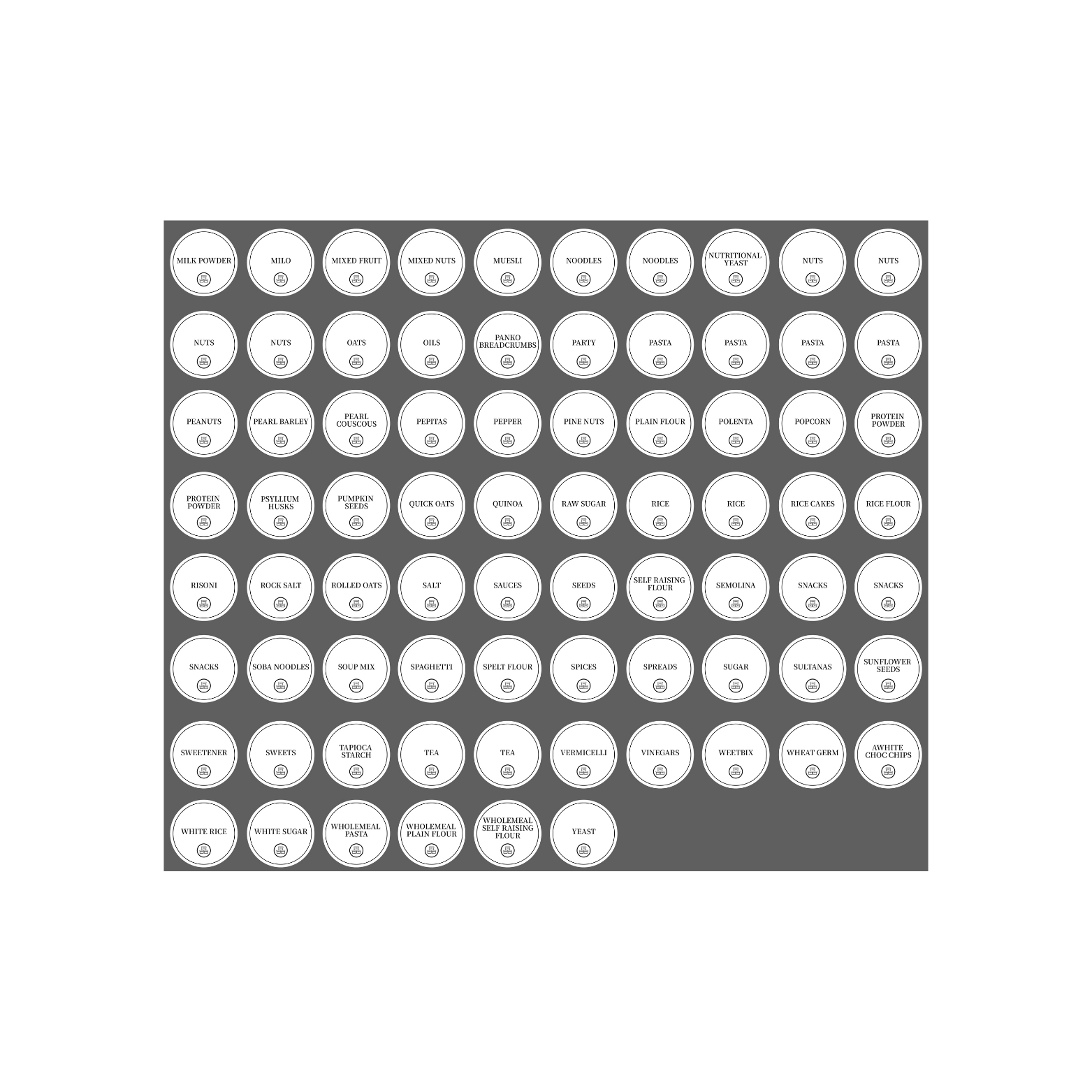 Pantry and kitchen storage with 156 piece round label stickers