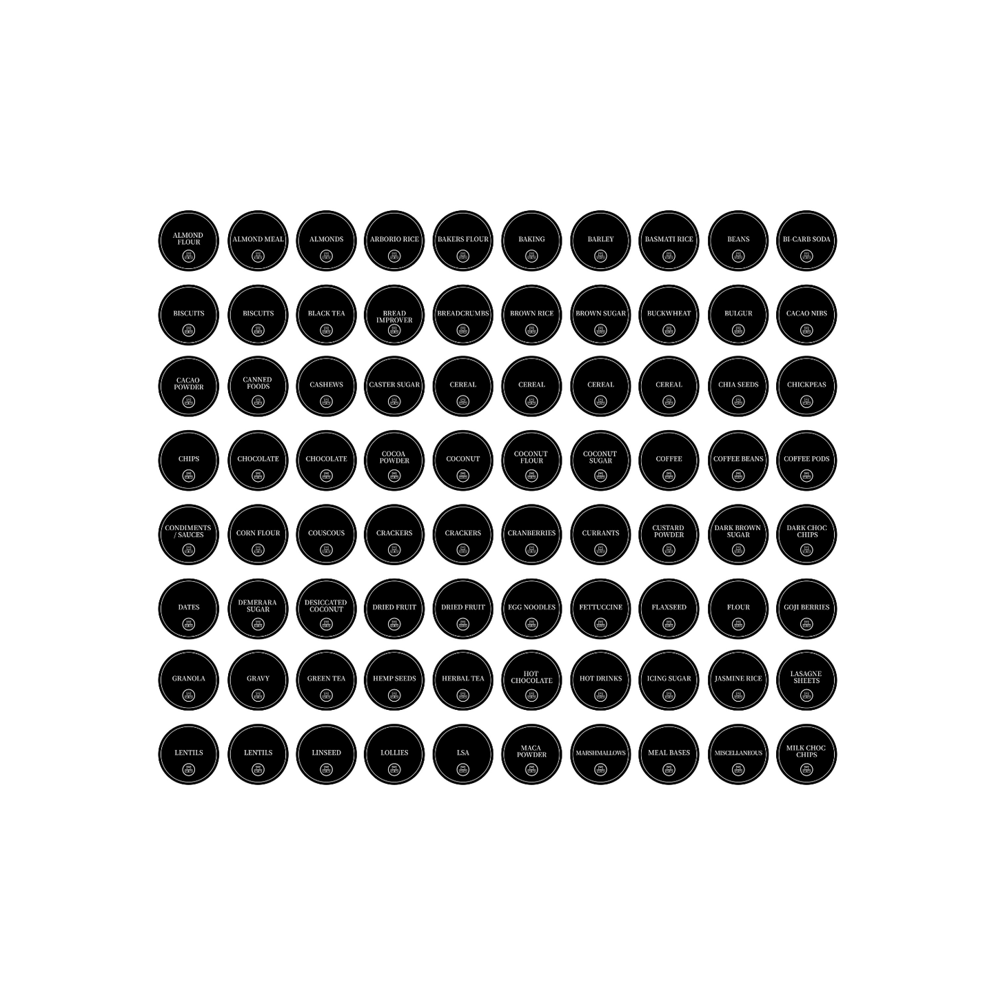 Pantry sticker set 156 round labels for pantry organisation