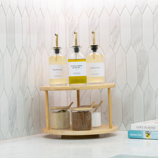 Double-Tier Bamboo Lazy Susan – 30cm Rotating Organiser-0