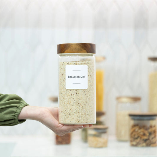 1200ml Acacia Screw‑On Glass Pantry Jar – Kitchen Storage Container