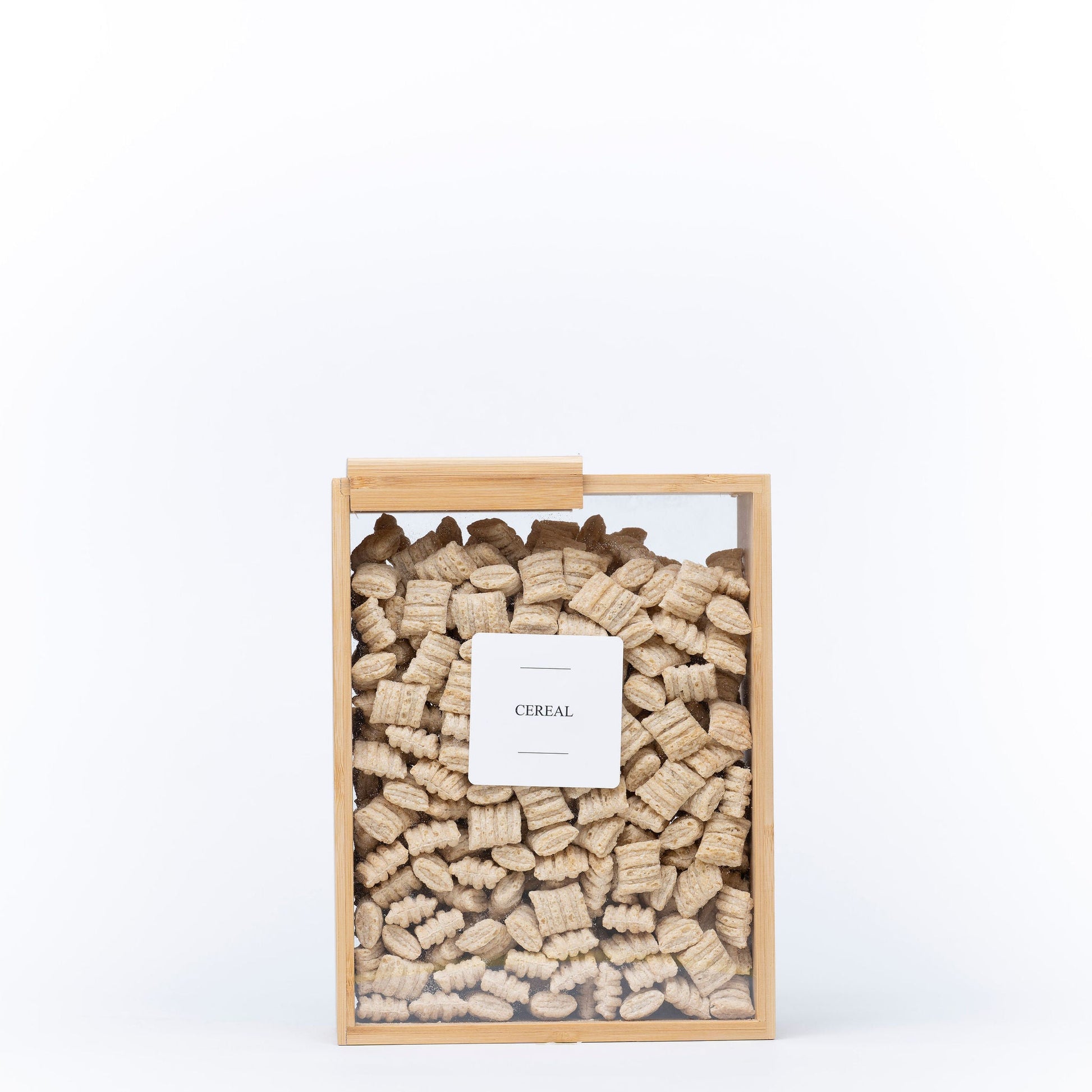 Clear Dry Food Dispenser with Bamboo Lid for Pantry