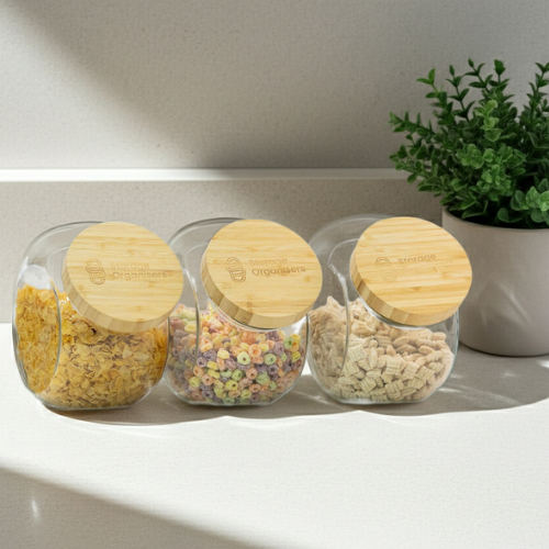 Round tilt glass snack jar with bamboo lid, 4 litre capacity
