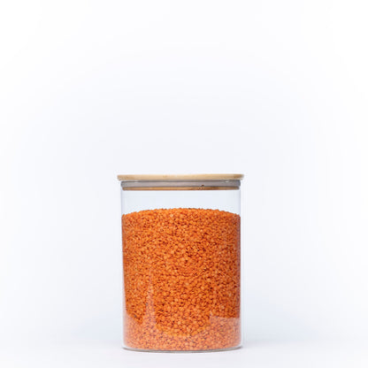 stackable glass jars with bamboo lids