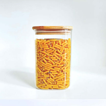 Square Glass Pantry Storage Containers on Shelf