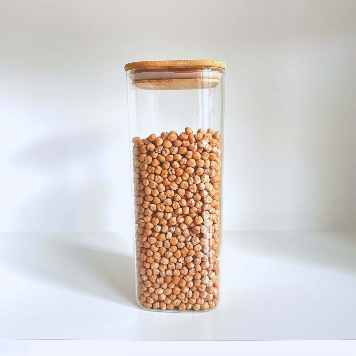 Square Glass Pantry Jars with Bamboo Lids – 12 Piece Set