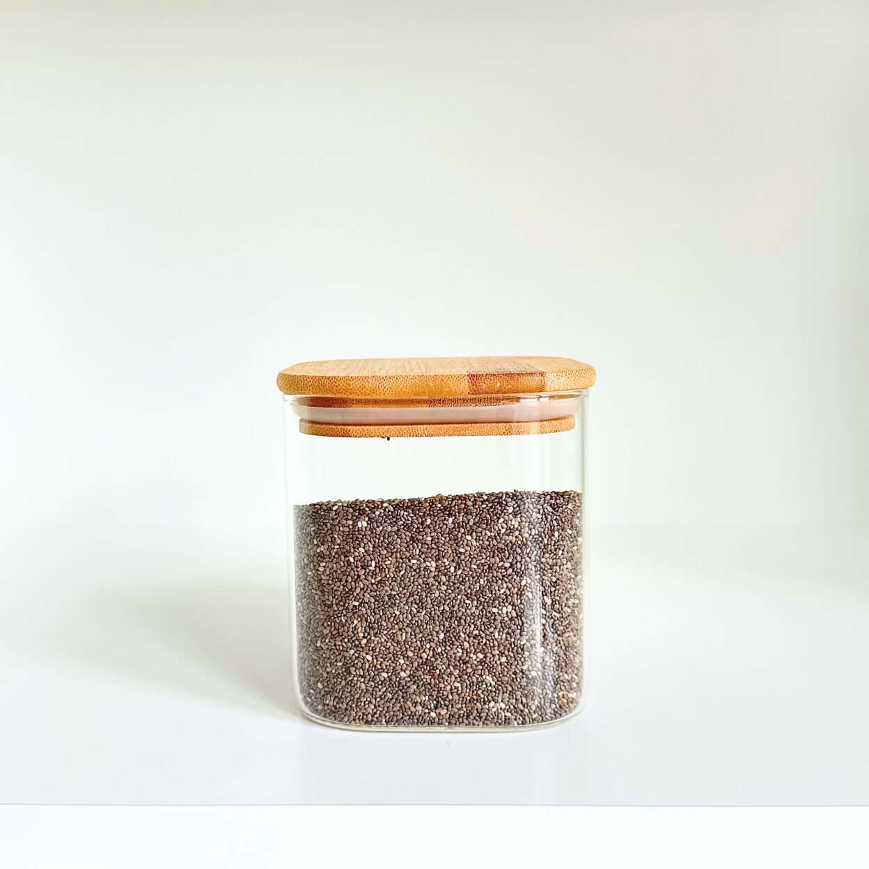 Stackable Square Glass Pantry Jars in Kitchen